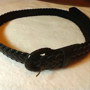 Saint Johns Bay Black Leather Braided Belt